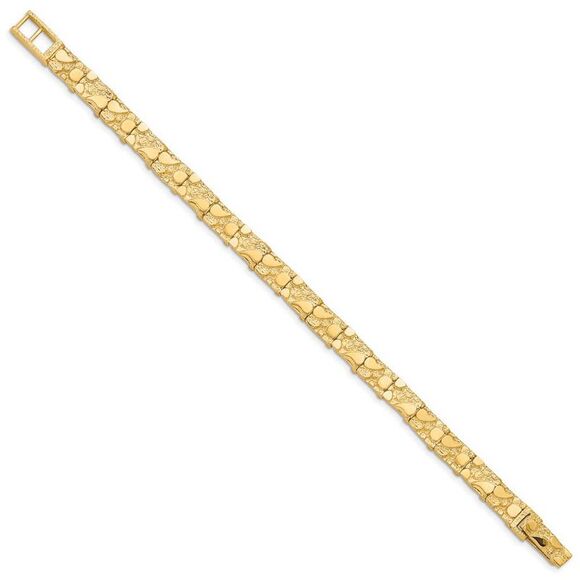 7mm 10k Yellow Gold Nugget Link Bracelet, 8 Inch